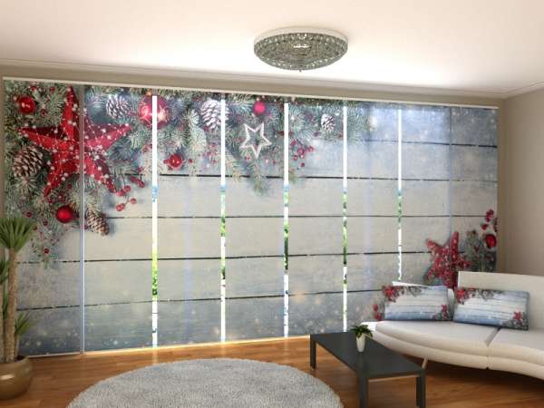 Sliding panel curtain (1-8 pts.): RED CHRISTMAS STAR