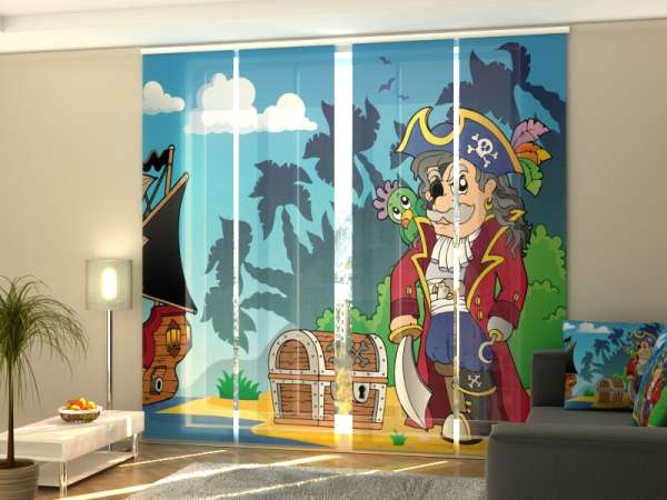 Sliding panel curtain (1-4 pts.): PIRATE AND TREASURE