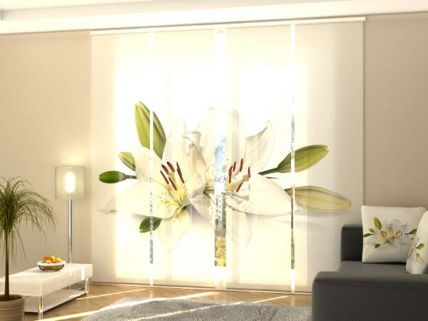 Sliding panel curtain (1-4 pts.): WHITE LILIES