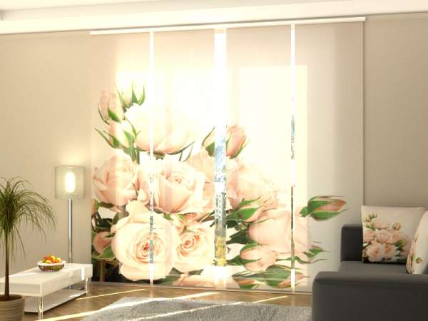 Sliding panel curtain (1-4 pts.): CREAM ROSES