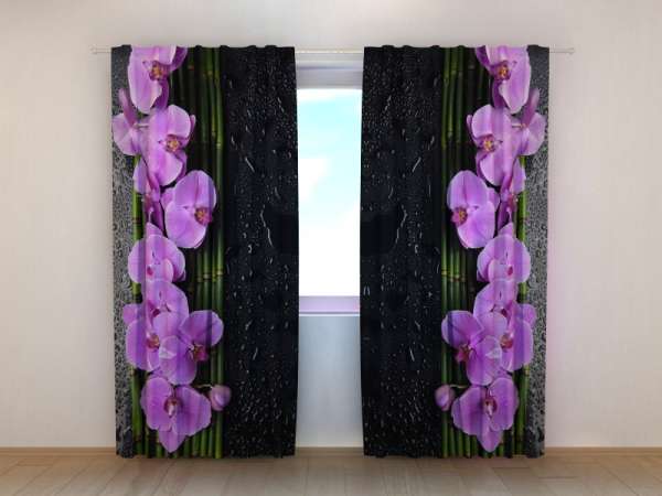 Photo curtain: ORCHIDS ON BLACK