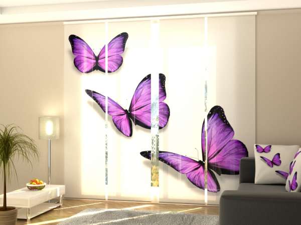 Sliding panel curtain (1-4 pts.): PURPLE BUTTERFLIES