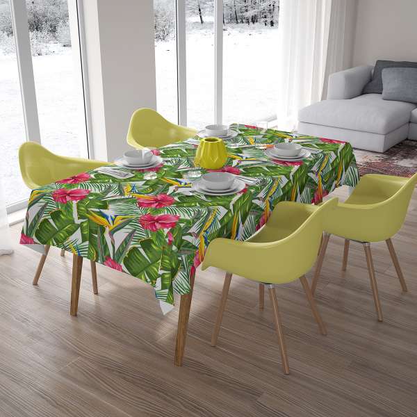 Tablecloth: TROPICAL LEAVES AND STRELITZIA