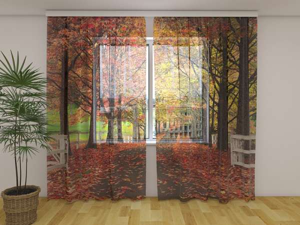 Chiffon curtain: RED LEAF FALL