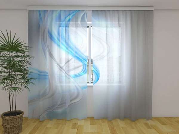 Chiffon curtain: BLUE AND GRAY HARMONY ABSTRACTION