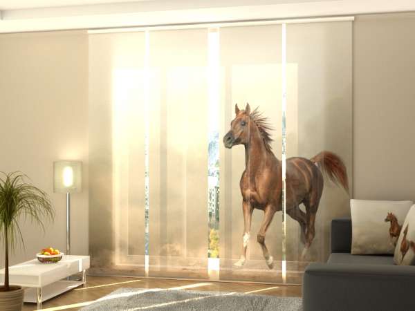 Sliding panel curtain (1-4 pts.): ARABIAN STALLION IN PRAIRIES