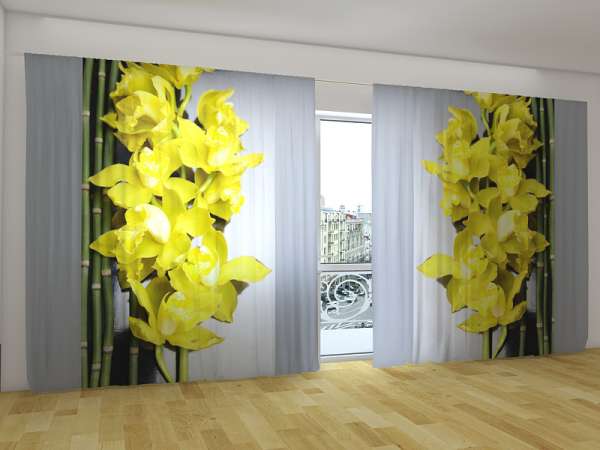 Panoramic curtain: YELLOW ORCHIDS 2