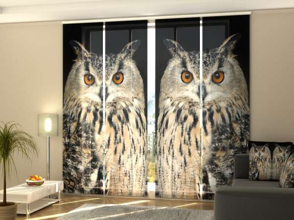 Sliding panel curtain (1-4 pts.): ATTENTIVE OWLS