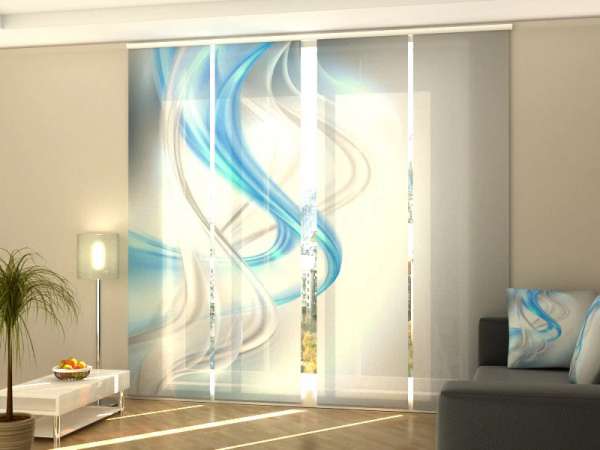 Sliding panel curtain (1-4 pts.): BLUE AND GRAY HARMONY ABSTRACTION