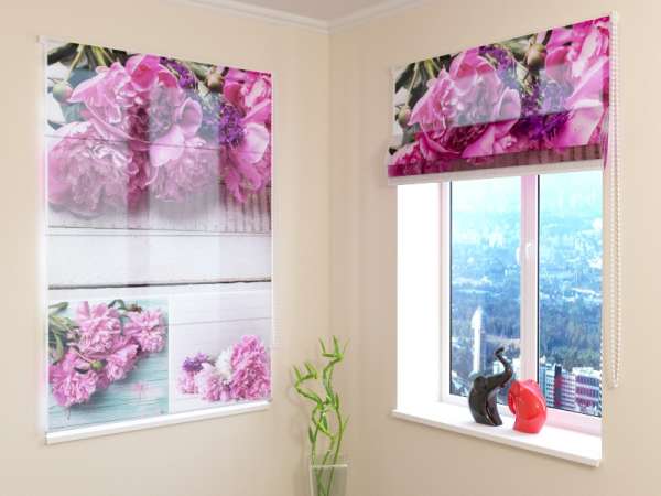 Roman blind: COLLAGE PEONIES 1