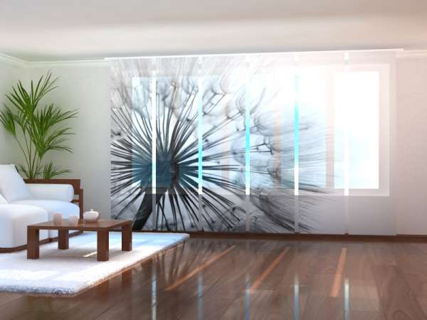 Sliding panel curtain (1-6 pts.): AMAZING DANDELION BLACK AND WHITE