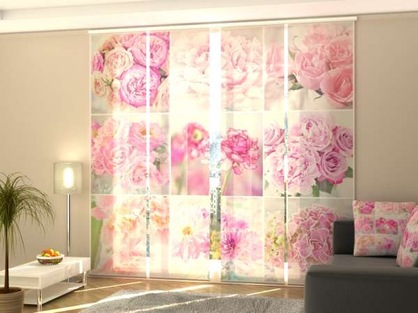 Sliding panel curtain (1-4 pts.): COLLAGE PEONIES 2