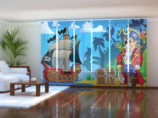 Sliding panel curtain (1-6 pts.): PIRATE AND TREASURE