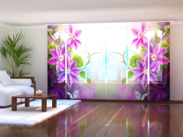 Sliding panel curtain (1-6 pts.): PURPLE TROPICAL FLOWERS