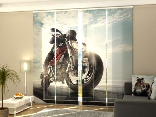 Sliding panel curtain (1-4 pts.): BIKER ON MOUNTAIN HIGHWAY