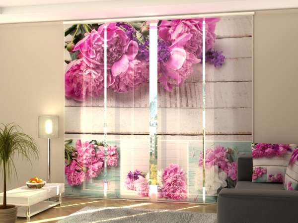 Sliding panel curtain (1-4 pts.): COLLAGE PEONIES 1