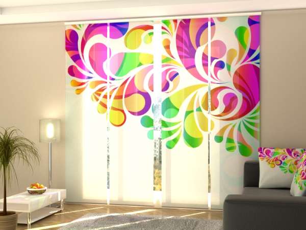 Sliding panel curtain (1-4 pts.): FLOWERS ABSTRACTION