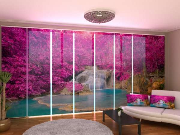 Sliding panel curtain (1-8 pts.): FLOWERS AT THE WATERFALL 3