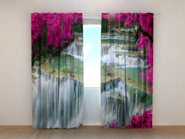 Photo curtain: FLOWERS AT THE WATERFALL