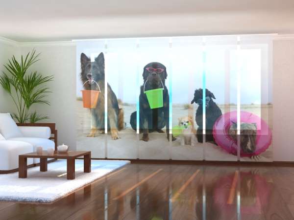 Sliding panel curtain (1-6 pts.): DOGS RESTING ON A BEACH