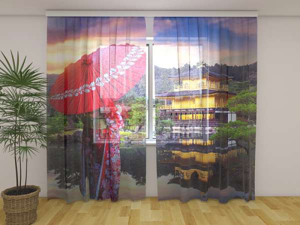 Chiffon curtain: WOMAN IN KIMONO