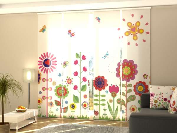 Sliding panel curtain (1-4 pts.): FLOWERS AND SUN