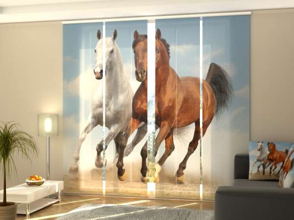 Sliding panel curtain (1-4 pts.): HORSES