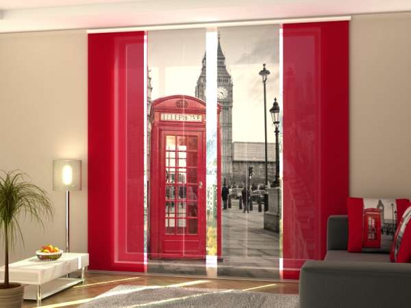 Sliding panel curtain (1-4 pts.): BRITISH TELEPHONE BOOTH