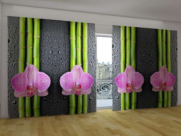 Panoramic curtain: ORCHIDS AND BAMBOO 2