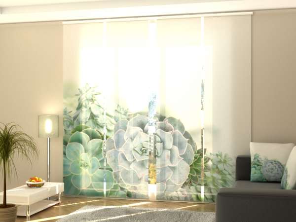 Sliding panel curtain (1-4 pts.): BLUE-GREEN FLOWERS