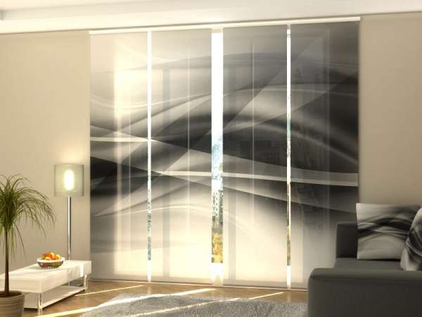 Sliding panel curtain (1-4 pts.): BLACK AND WHITE ABSTRACTIONS WAVES