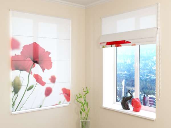 Roman blind: RED AND WHITE