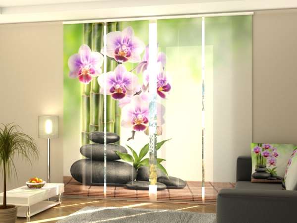 Sliding panel curtain (1-4 pts.): ORCHIDS AND STONES