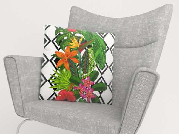 Pillowcase: TROPICAL PLANTS AND RHOMBUS