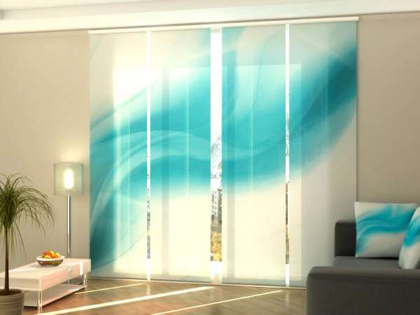 Sliding panel curtain (1-4 pts.): DELICATE BLUE ABSTRACTION