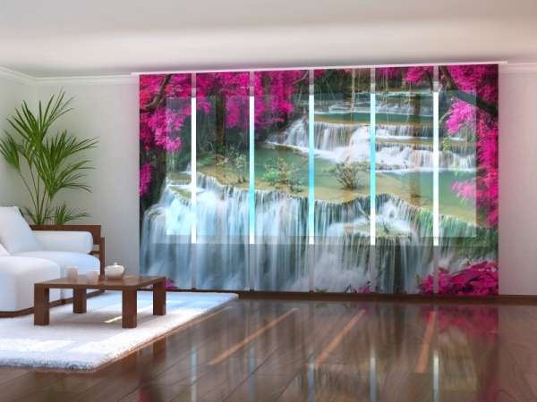 Sliding panel curtain (1-6 pts.): FLOWERS AT THE WATERFALL