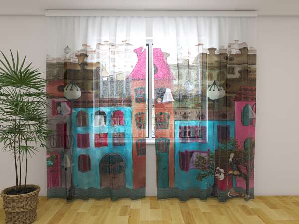 Chiffon curtain: COLOURFUL CITY