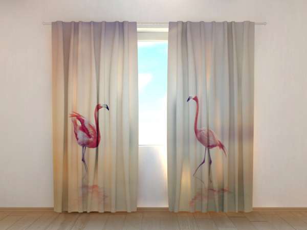 Photo curtain: PINK FLAMINGOES AT SUNSET