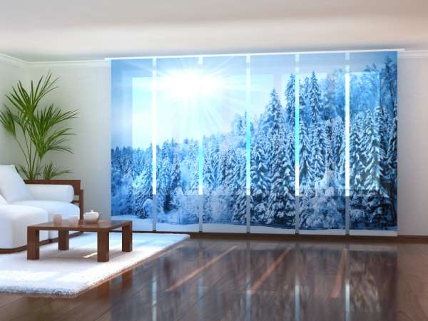 Sliding panel curtain (1-6 pts.): FOREST WITH SNOW AND HOARFROST