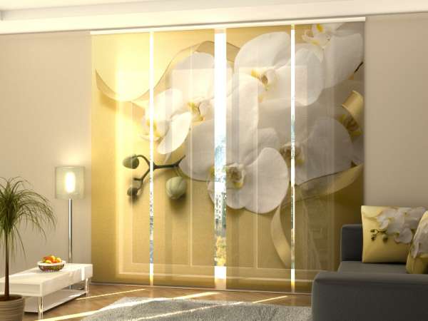 Sliding panel curtain (1-4 pts.): ORCHIDS ON GOLD