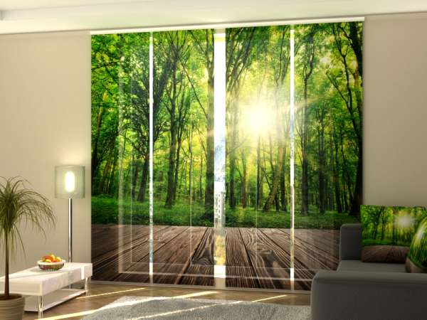 Sliding panel curtain (1-4 pts.): WOODEN TERRACE IN THE FOREST