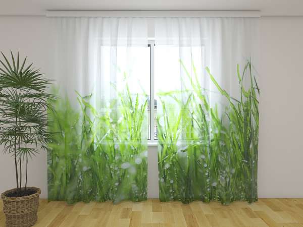 Chiffon curtain: FRESH GREEN GRASS