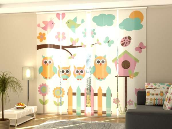 Sliding panel curtain (1-4 pts.): OWLS FAMILY