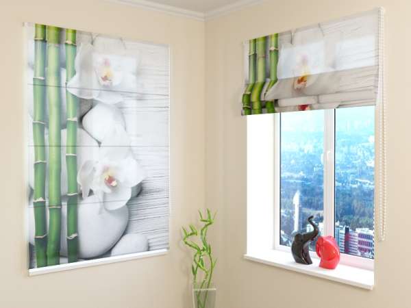 Roman blind: WHITE ORCHIDS AND BAMBOO 2