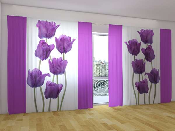 Panoramic curtain: WALTZ OF TULIPS