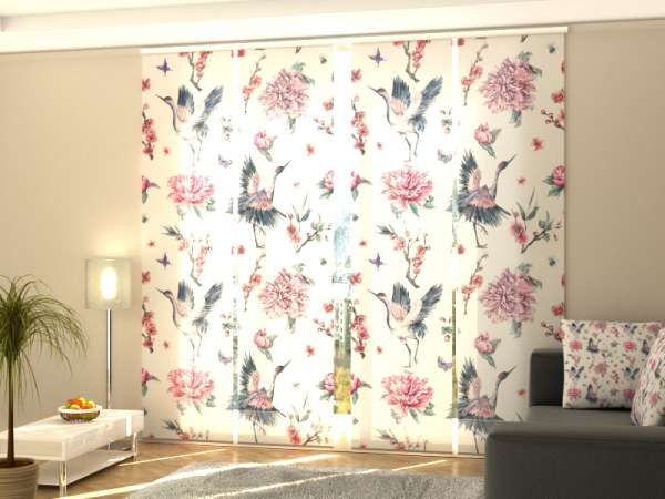 Sliding panel curtain (1-4 pts.): STORKS AND FLOWERS