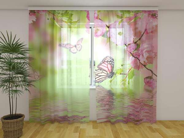 Chiffon curtain: BUTTERFLIES IN SPRING