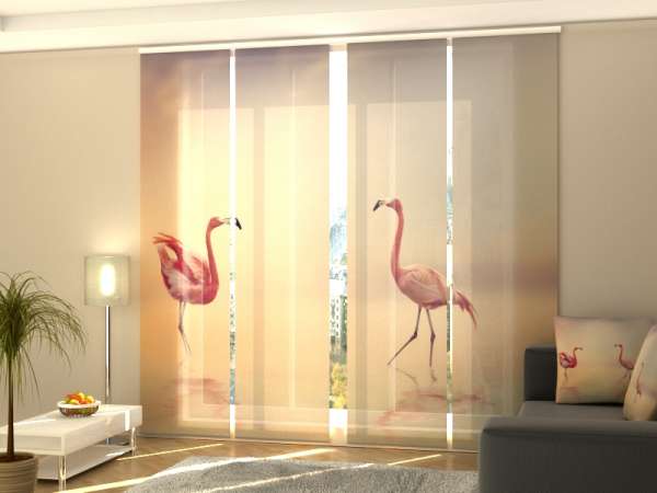 Sliding panel curtain (1-4 pts.): PINK FLAMINGOES AT SUNSET