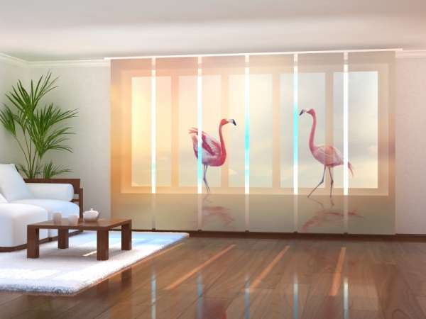 Sliding panel curtain (1-6 pts.): PINK FLAMINGOES AT SUNSET