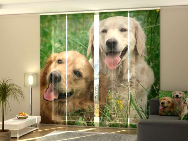 Sliding panel curtain (1-4 pts.): LABRADORS RETRIEVERS IN THE MEADOW